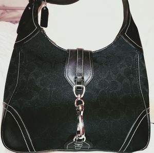 COACH-Leather & Canvas Mix crossbody